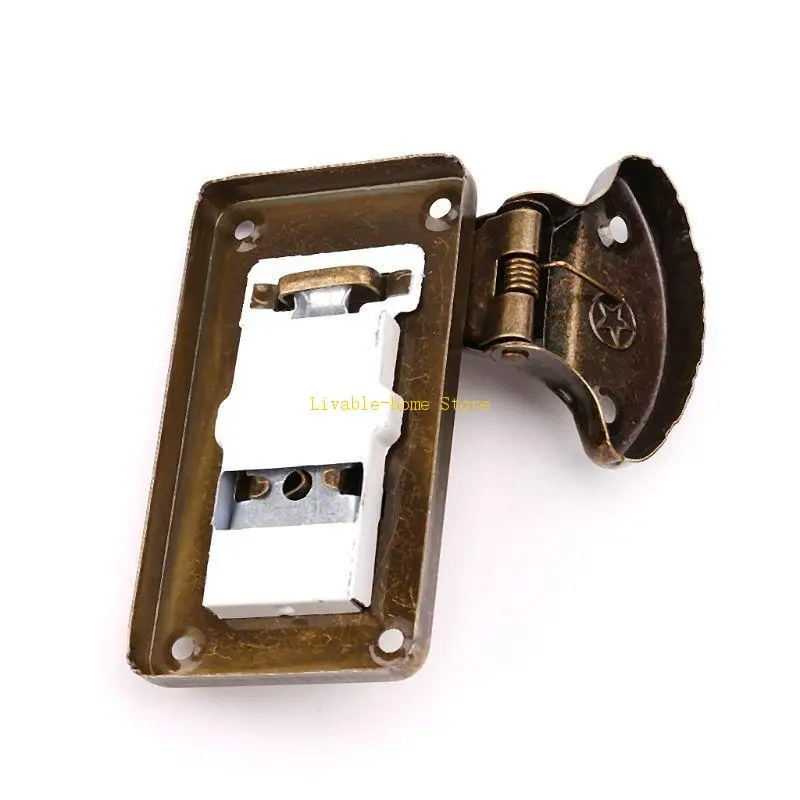 

Bronze Tone Leather Suitcase Buckle Box Vintage Metal Lock Antique Toggle Hasp L B46D