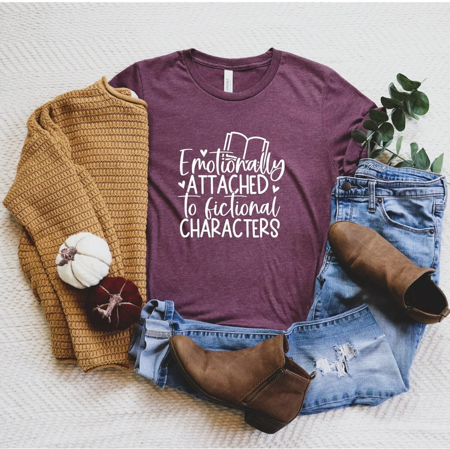 Emotionally Attached To Fictional Characters T Shirt Funny Reading Book Lover Bookish Blogger Nerd