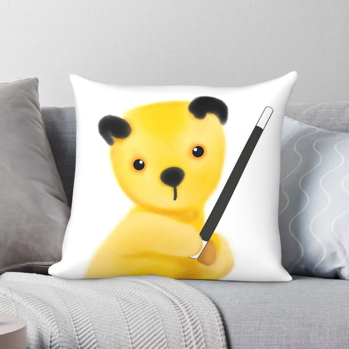 Soft Sooty Retro Puppet Pillowcase Polyester Linen Velvet Creative Zip Decor Pillow Case Room
