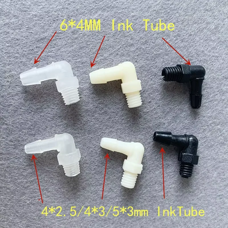 50pcs/lot  90 Degree Ink Tube Hose Connector 4/6MM For Eco Solvent UV Wide Format Inkjet Printer