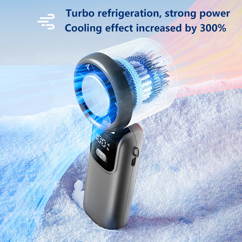 Xiaomi Refrigeration Handheld Electric Fan High-speed Violent Turbo Fan Folding Neck Hanging Ice Pack Small Fan Office Outdoor
