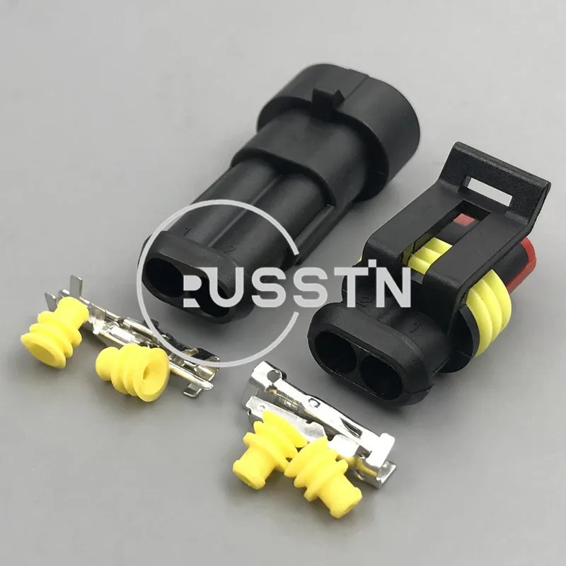 1 Set 2 Pin AMP SuperSeal Waterproof Electrical Automotive Plug Cable Socket AC Assembly For Auto 282104-1 282080-2 - Image 2