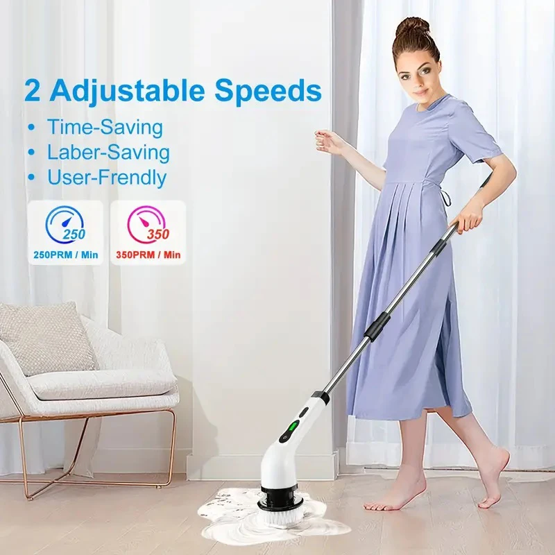 1set, Electric Cleaning Brush, Electric Rotary Floor Scrubber, Wireless Electric Rotary Scrubber, Replaceable 7 Brush Heads And