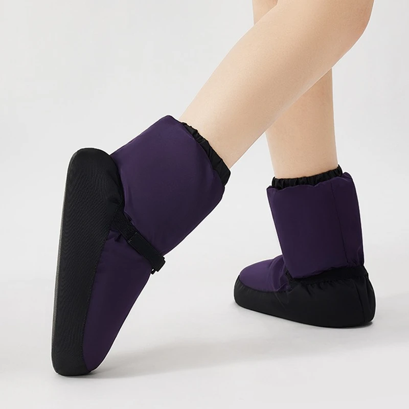 Sapato de treinamento linha bailarina para mulheres, botas de aquecimento para meninas, botas de dança leves espessadas, sola macia, inverno