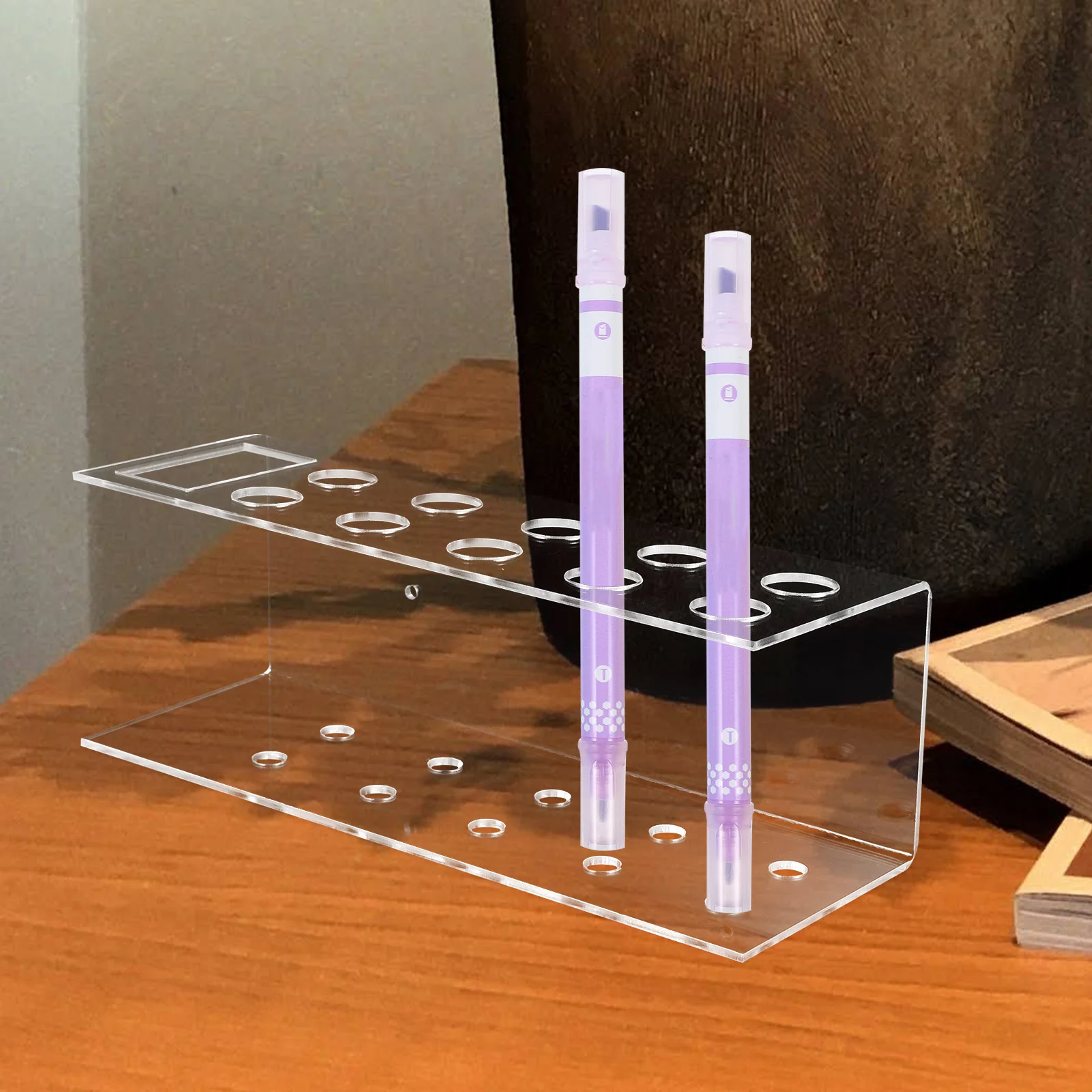 1Set Acrylic Desk Marker Holder Portable Pen Storage Stand Multifunctional Sorting Pen Organizer for Study Office Classroom