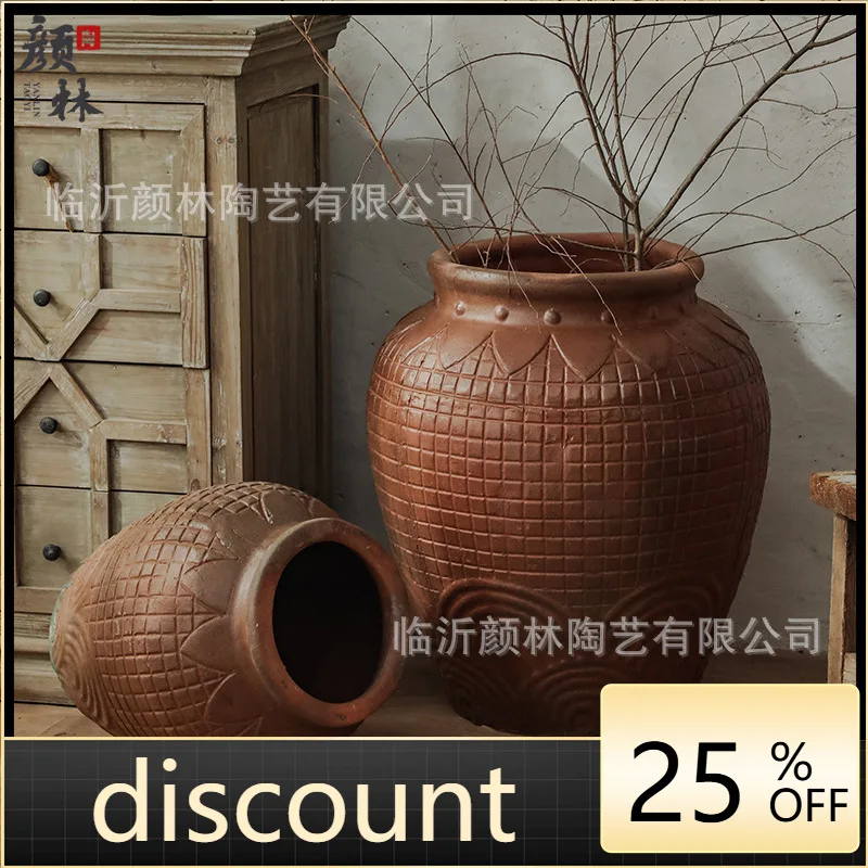 LMM retro thickened pottery pot handmade homestay decoration large pottery pot