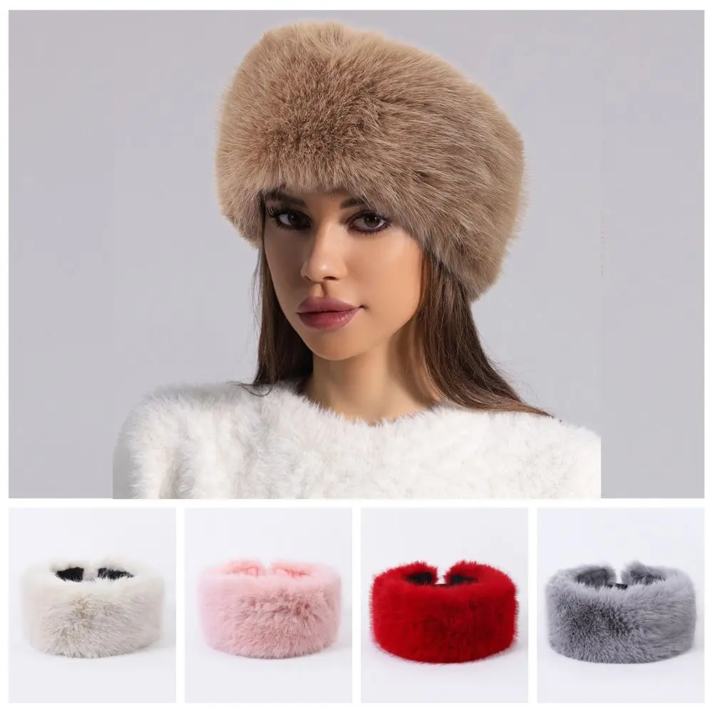 Fashion Plush Woolen Cap Windproof Ear Protection Woman Plush Bucket Hat Keep Warm Mongolian Hat Winter