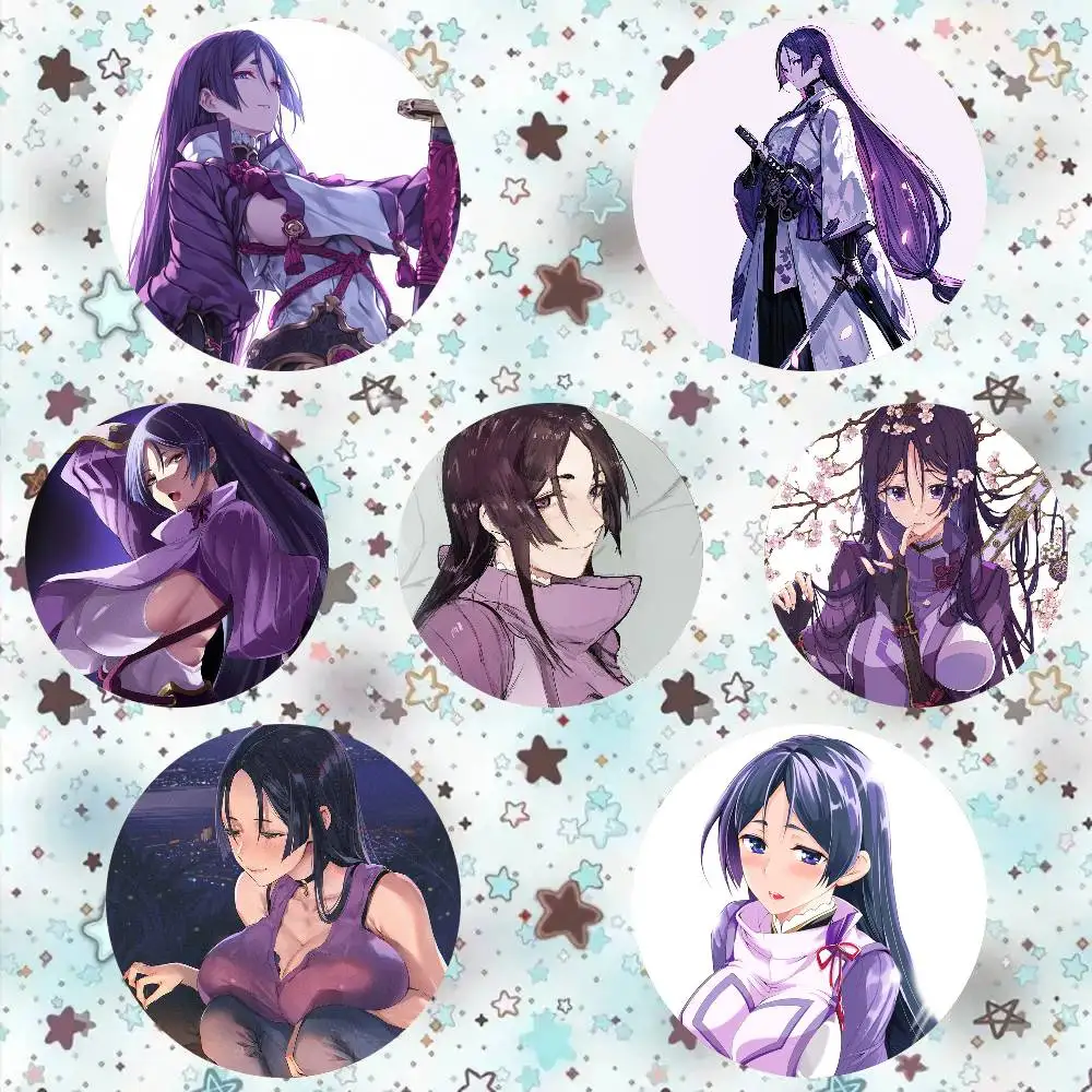 Minamoto No Raikou Anime Fate Grand Order Round Badge Lapel Pins For Backpacks Briefcase Laser Brooch Clothes Gifts