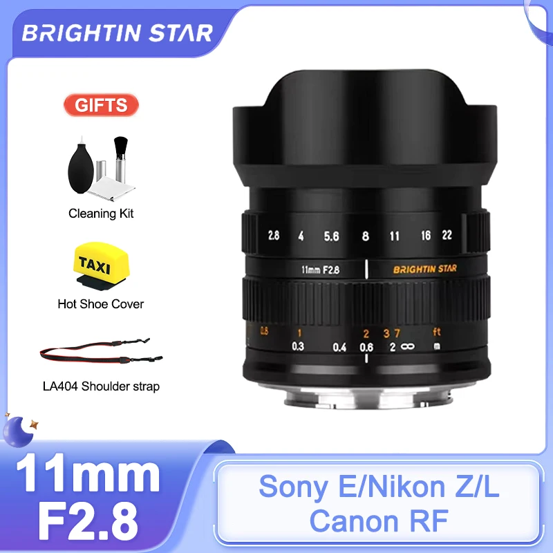 Brightin Star 11mm F2.8 Full Frame Wide Angle Large Aperture Lens for Sony E Nikon Z Canon RF Leica L Mount Mirrorless Camera