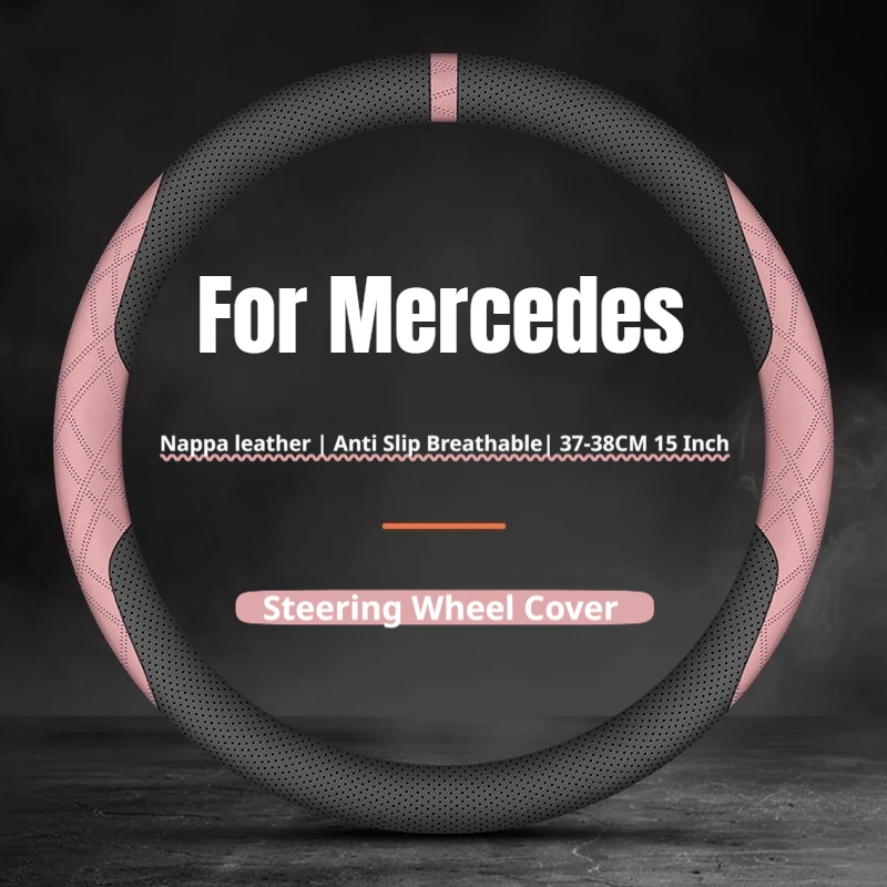 2026 Two‑Tone Color Car Steering Wheel Cover Leather For Mercedes‑Benz W206 W214 W223 X254 V167 X167 W463 V295 Car Accessories