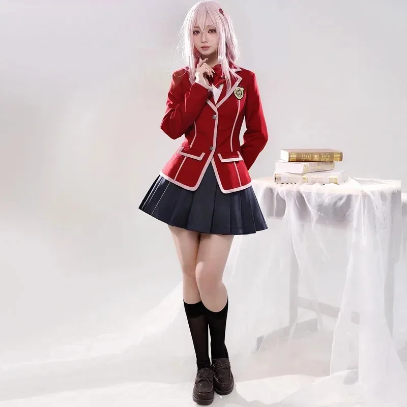 أنيمي مذنب تاج Yuzuriha Inori تأثيري حلي اليابانية الأحمر JK زي مدرسي تنورة التعادل مجموعة هالوين كرنفال 4;v'5,f;6.j;8'