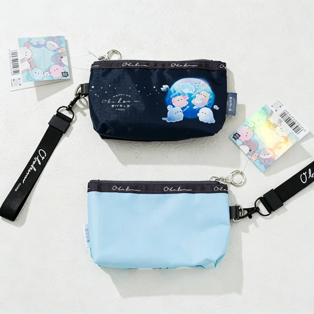 Cute Pattern Pencil Bags Zipper Design Storage Pouch with Wrist Strap Large Capacity Practical Pen Case Portable Stationery Bags