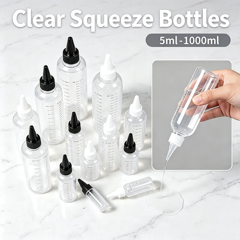 6/12/24PCS Empty PET Oil Ink Liquid Plastic Dropper Bottles With Graduated Scale Dispensing Squirt Cap Refillable Containers