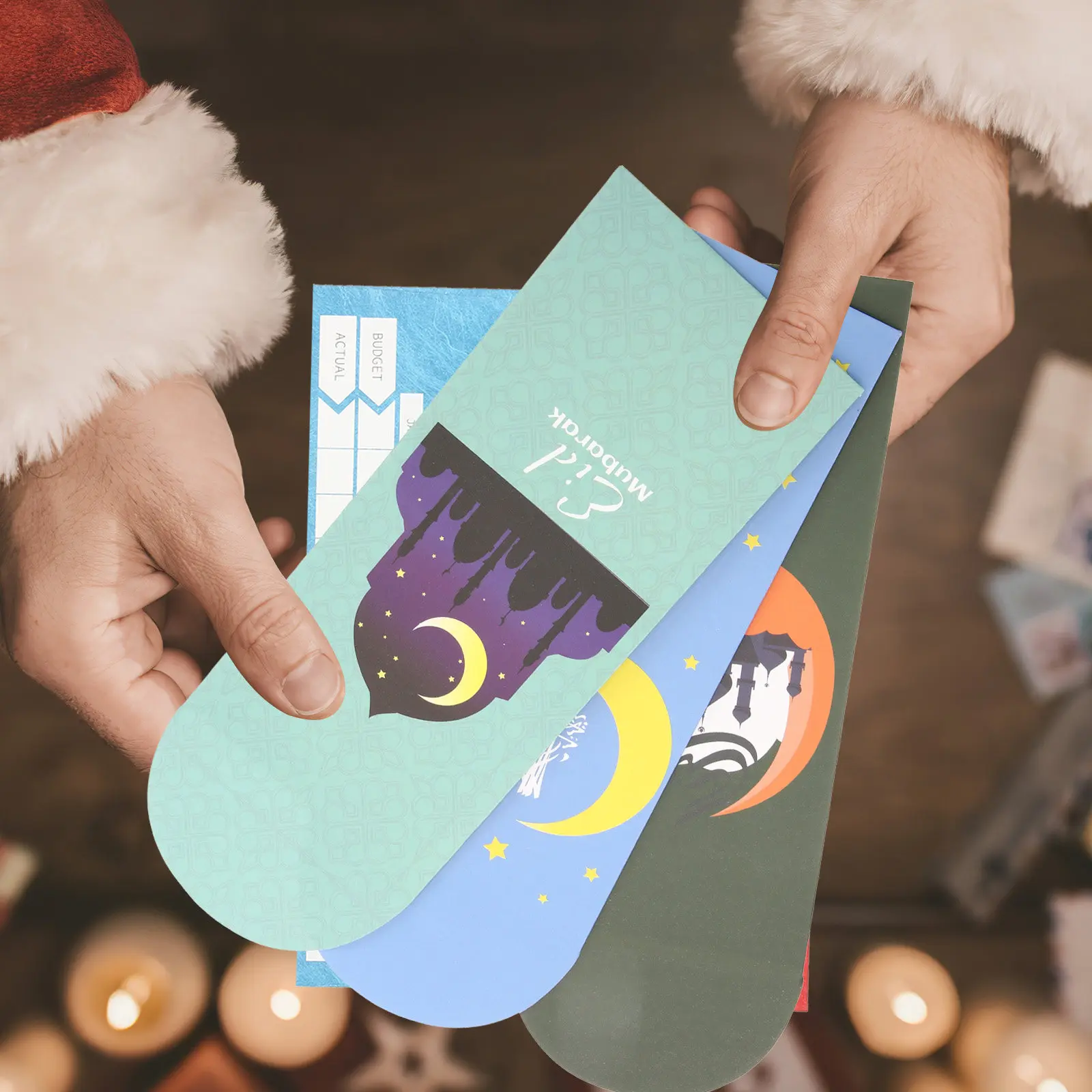 

18Pcs Eid Mubarak Envelopes for Party Gift Money Ramadan Festival Greeting Cards Blank Holiday Envelope Decorative Paper Bags