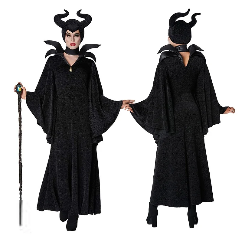 Adulto feminino longo bruxa rainha diabo loween traje adereços de dança deus morto cosplay desempenho roupas china feito