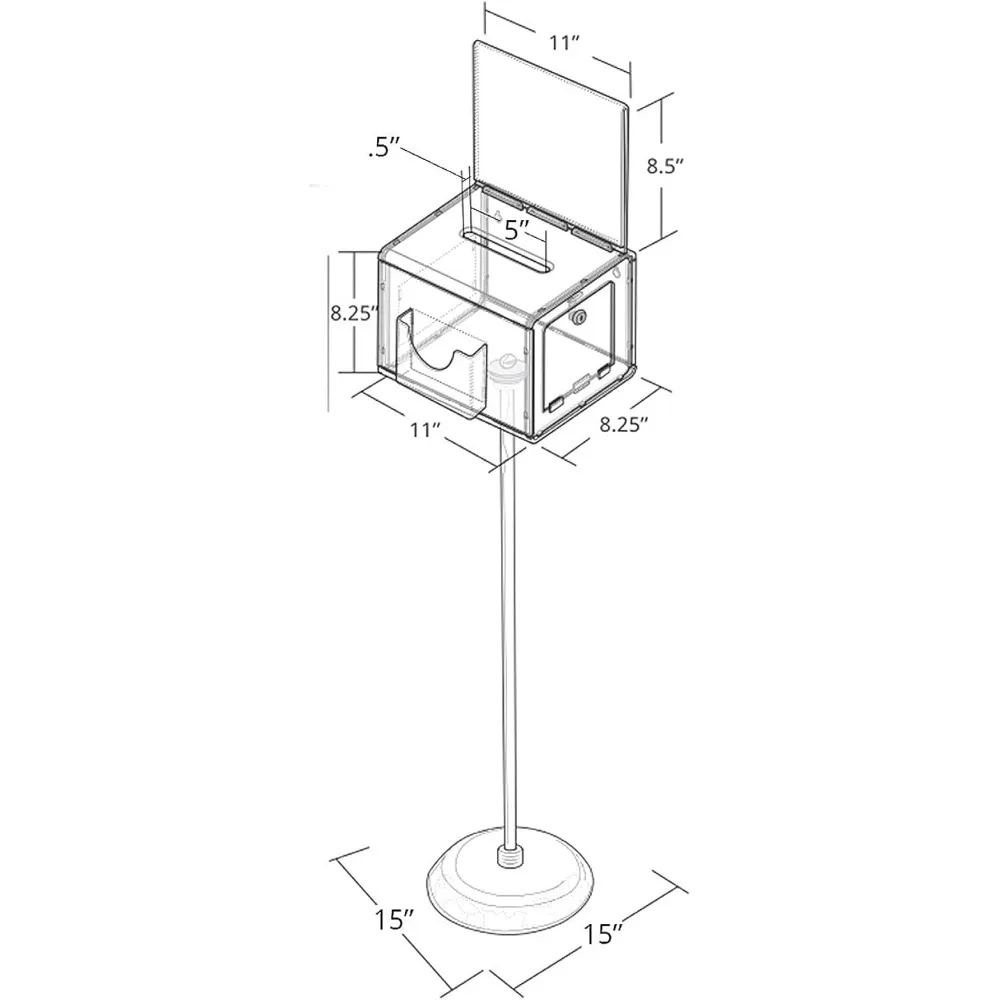 تعرض Azar صندوق اقتراحات 206325-CLR مع قفل ومفاتيح، صندوق تبرع، صندوق عرض، حامل عرض مغلق، حامل علامة أكريليك #2