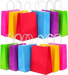 10/20/30pcs Gift Bags Kraft Paper Bags with Handles Colored Party Bulk Paper DIY Gift Bags for Birthday Wedding