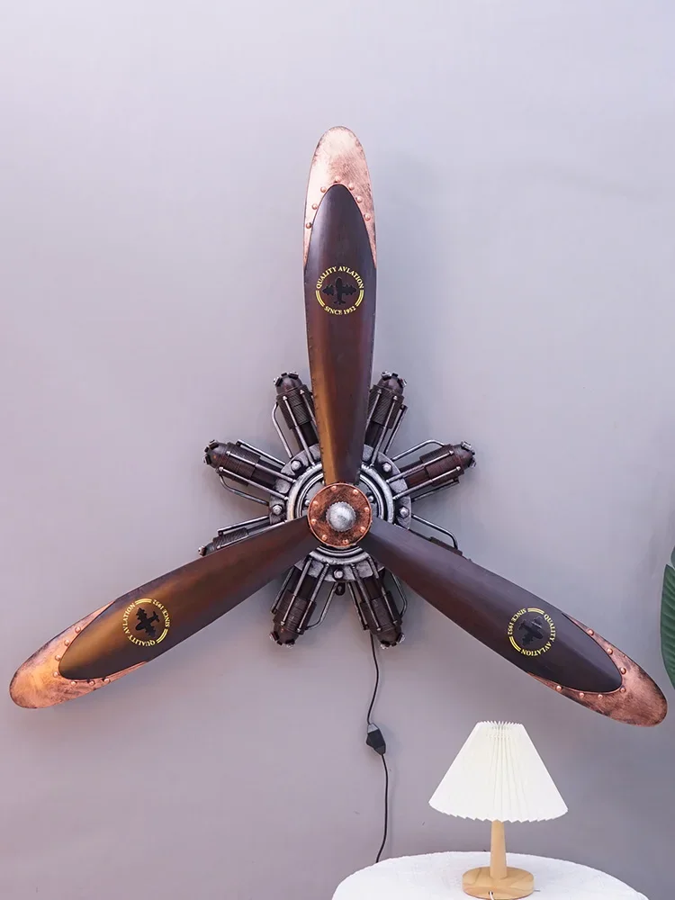 Wrought industrial wind pendant aircraft engine model propeller wall bar western restaurant decoration ornament wall hanging