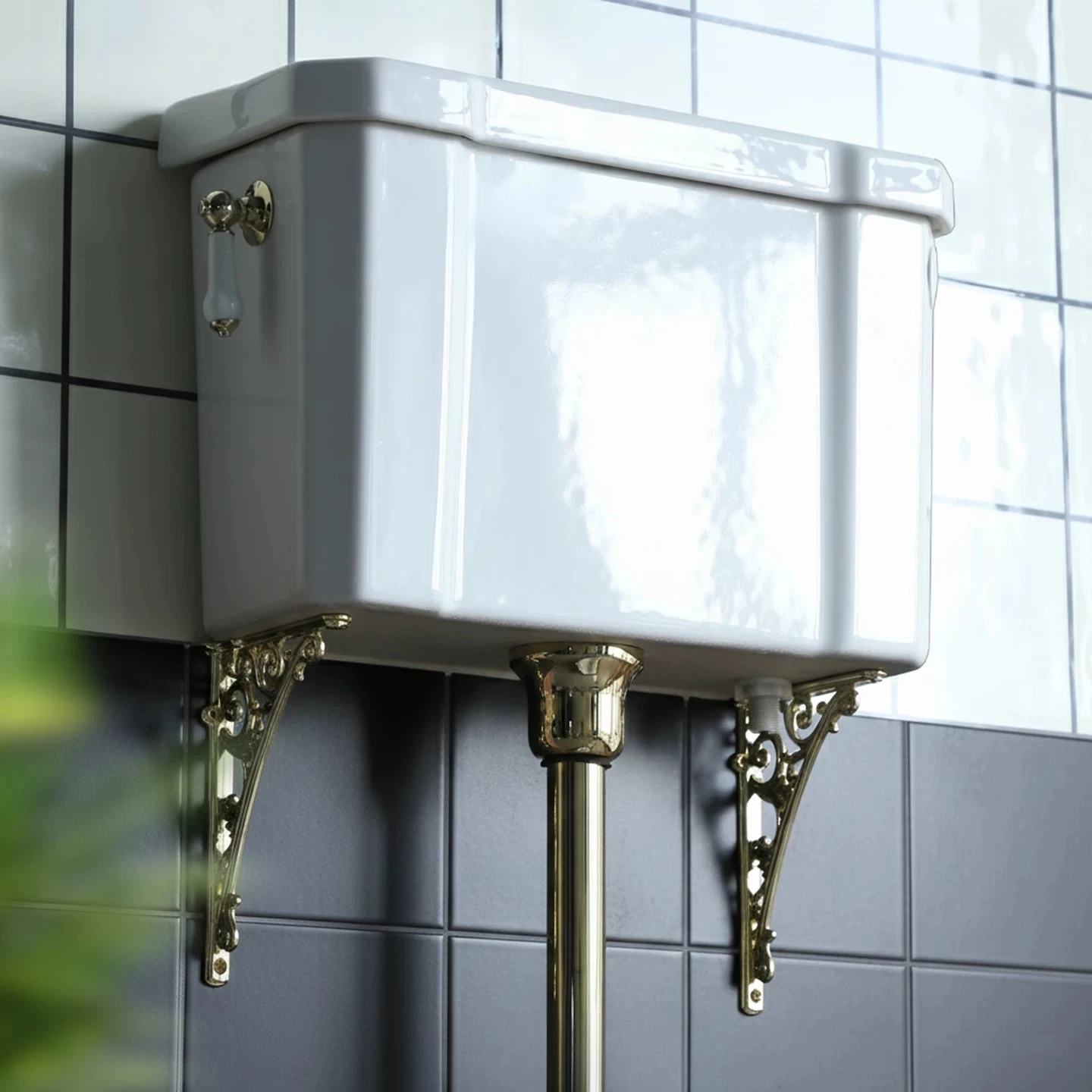 French retro wall-mounted water tank squatting toilet, high-impact ceramic water tank squatting toilet