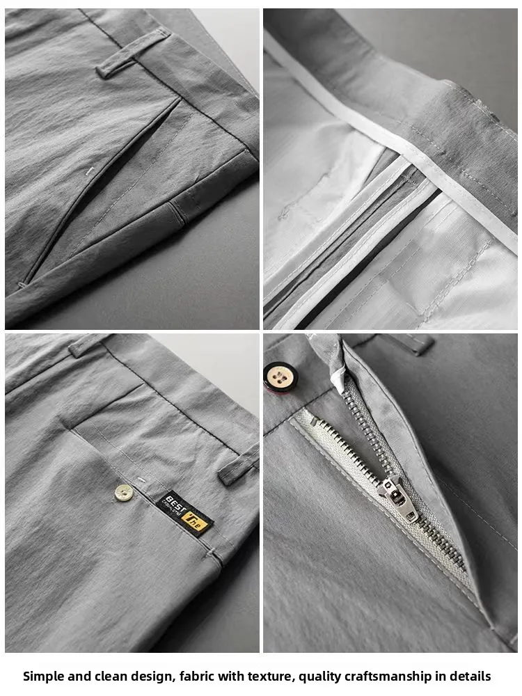Pantaloni a gamba dritta slim fit in seta di ghiaccio Pantaloni lunghi sportivi estivi da uomo sottili Qui Dry Pantaloni casual da strada urbani