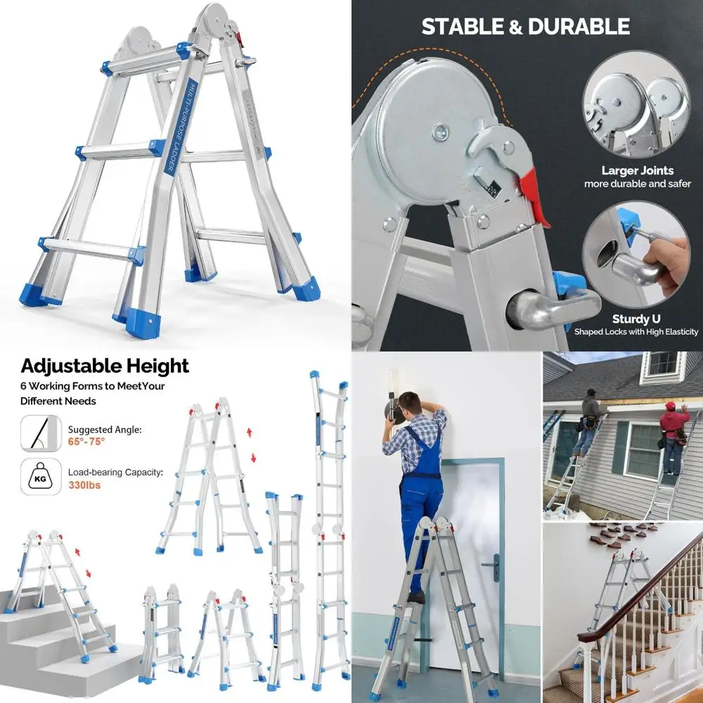 

Телескопическая 3-ступенчатая стремянка с вылетом длиной 13 футов, многопозиционная складная конструкция, расклешенная ножка, грузоподъемность 330 фунтов