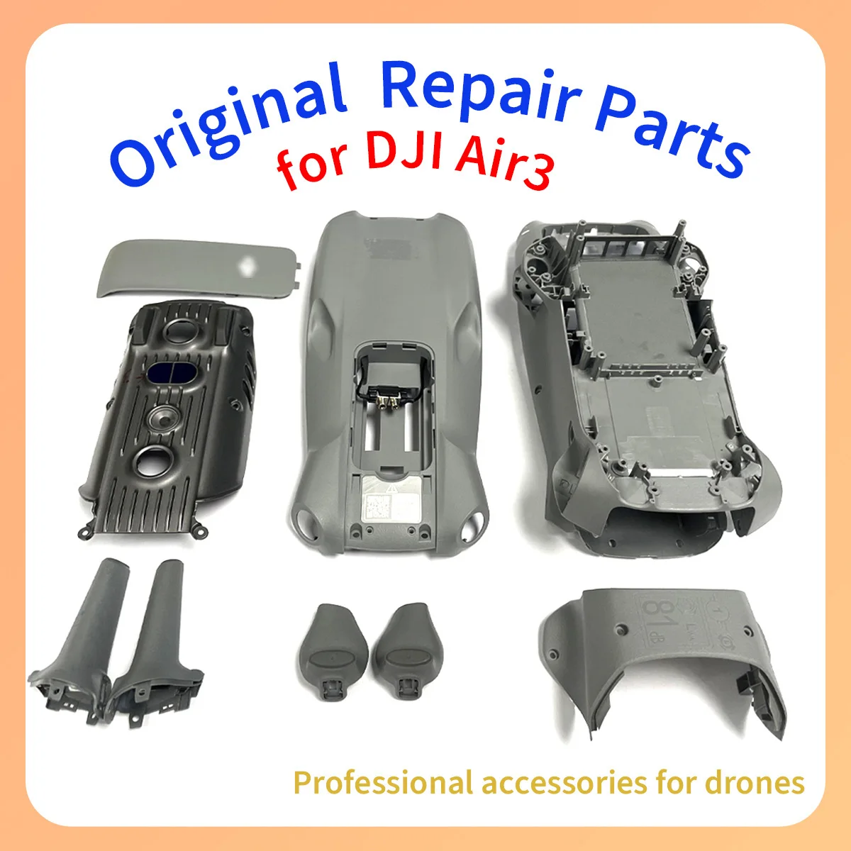 

Original Air 3 Series Body Frame Shell Parts Kit — Upper · Mid · Lower Shell, Front Cover, Foot Pads, Support Bracket for DJI