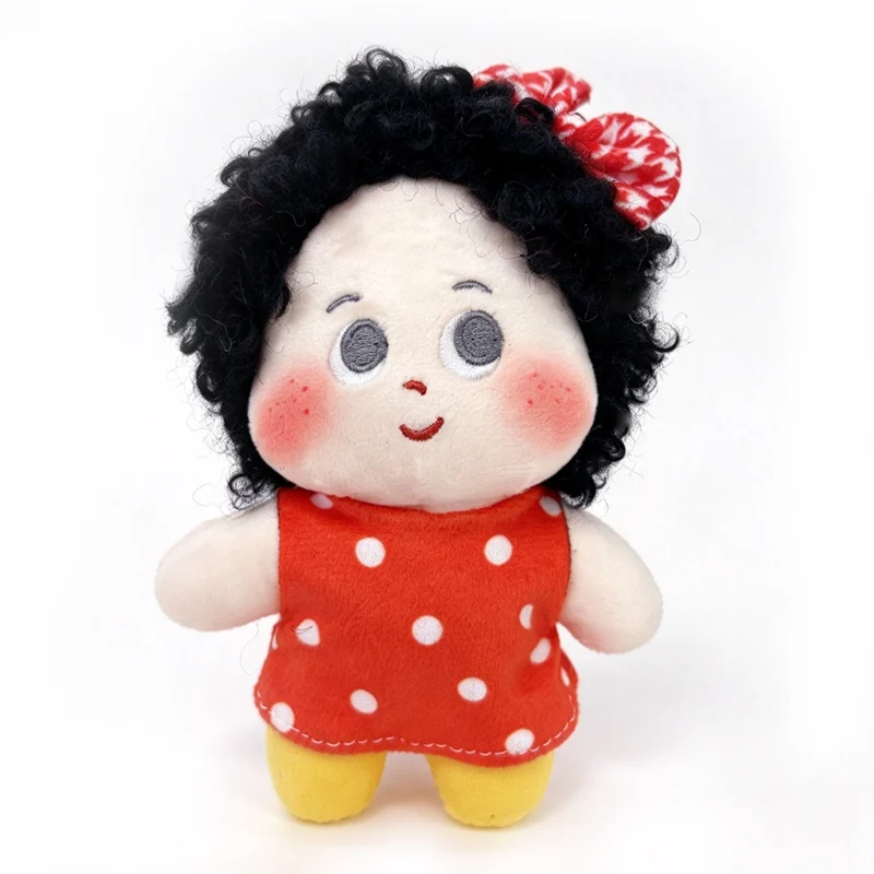 Girl Plush Doll Black Blonde Red Hair Color Dress Choices Voluminous Curls Fabric Face Soft Seated Character Home Display