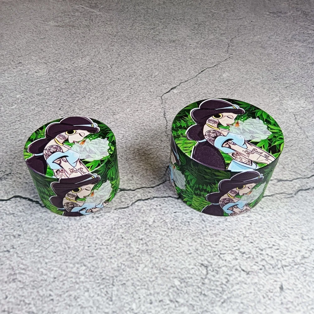 2/2.5inch Cartoon Jasmine Metal Herb Grinder Tobacco Vanilla Bud Grinder Grass Cigar Mill Mortar 4-Layers Smoking Cigarette Tool