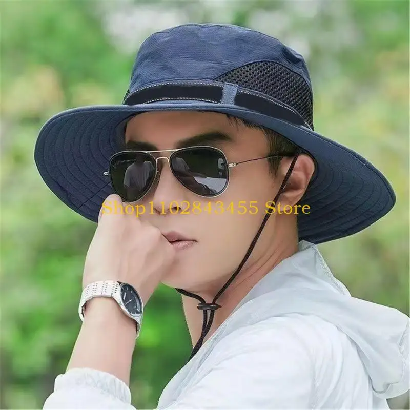 49MC Modifiable Unisex Pliable Bucket Hat Broad Brimmed Sun Security Polyester For Daily Use