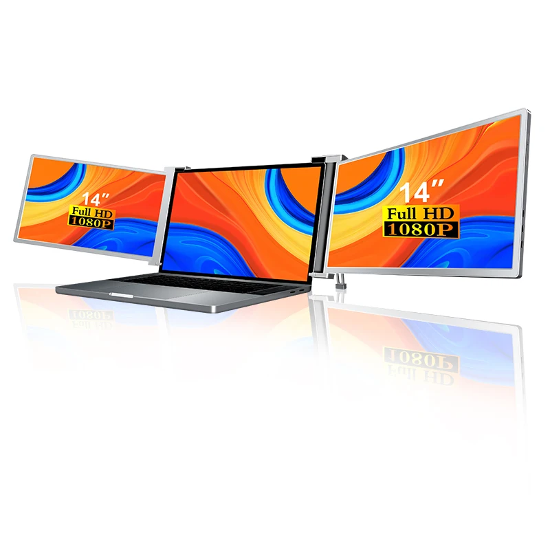

Triple Monitor Laptop Extension 14" Full HD Screen Compatible With Wins and Mac