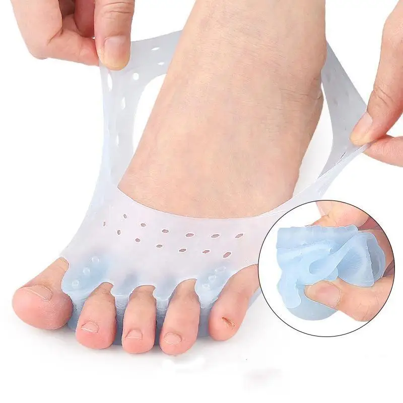 Hypoallergenic Silicone 5 Holes Toe Separator Forefoot Pads Pain Relief Bunion Corrector for Yoga Pilates Use