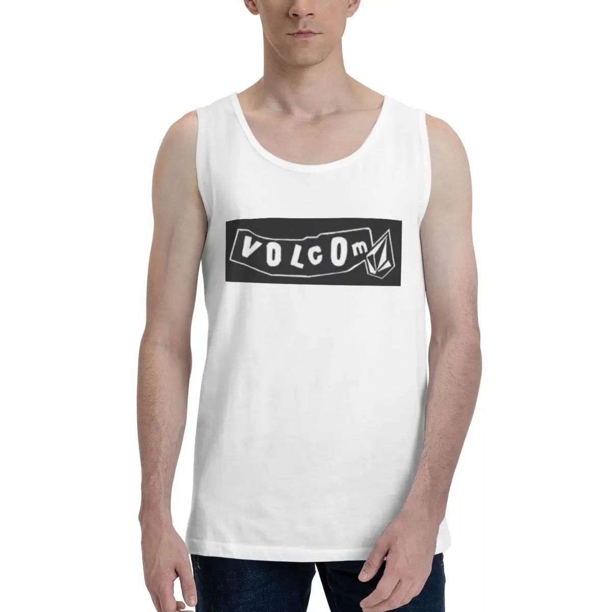 Sudadera con logo de V-Volcom 100% algodón para hombre, chaleco sin mangas, camisetas, camisetas sin mangas para hombre, camiseta