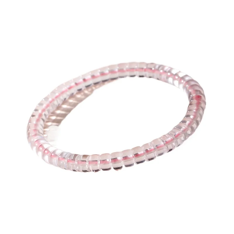 Mozambique Star Rose Quartz Bracelet Straight Cut Slice Bead Crystal Stretch Bracelet for Women