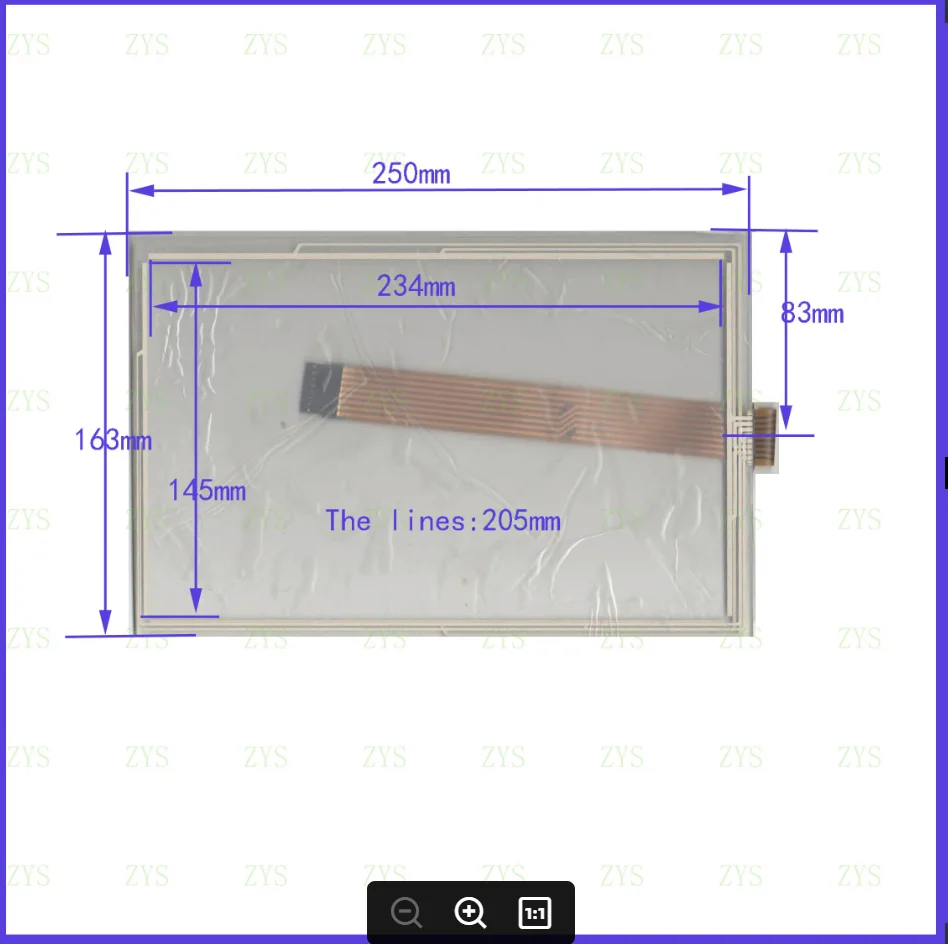 

ZhiYuSun 250 мм * 162 мм 10,1 дюйма 8 линий резистивная сенсорная панель, промышленное применение 250*162
