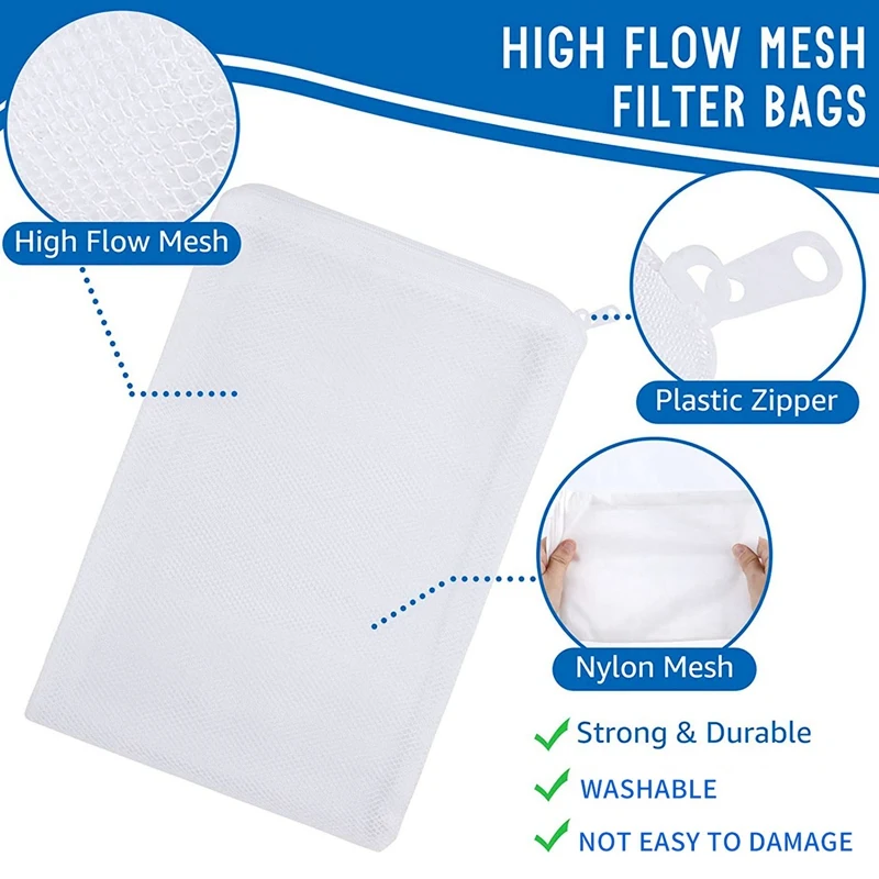 

16 шт. сетчатые фильтрующие пакеты для аквариума, нейлоновые сетчатые фильтрующие пакеты с застежкой-молнией (для твердых частиц углерода), Bio Balls-A51M