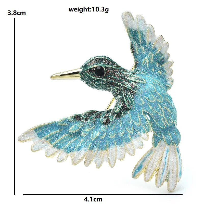 Wuli&baby Cute Flying Hummingbird Brooches For Women 2-color Enamel Bird Animal Party Office Brooch Pins Gifts