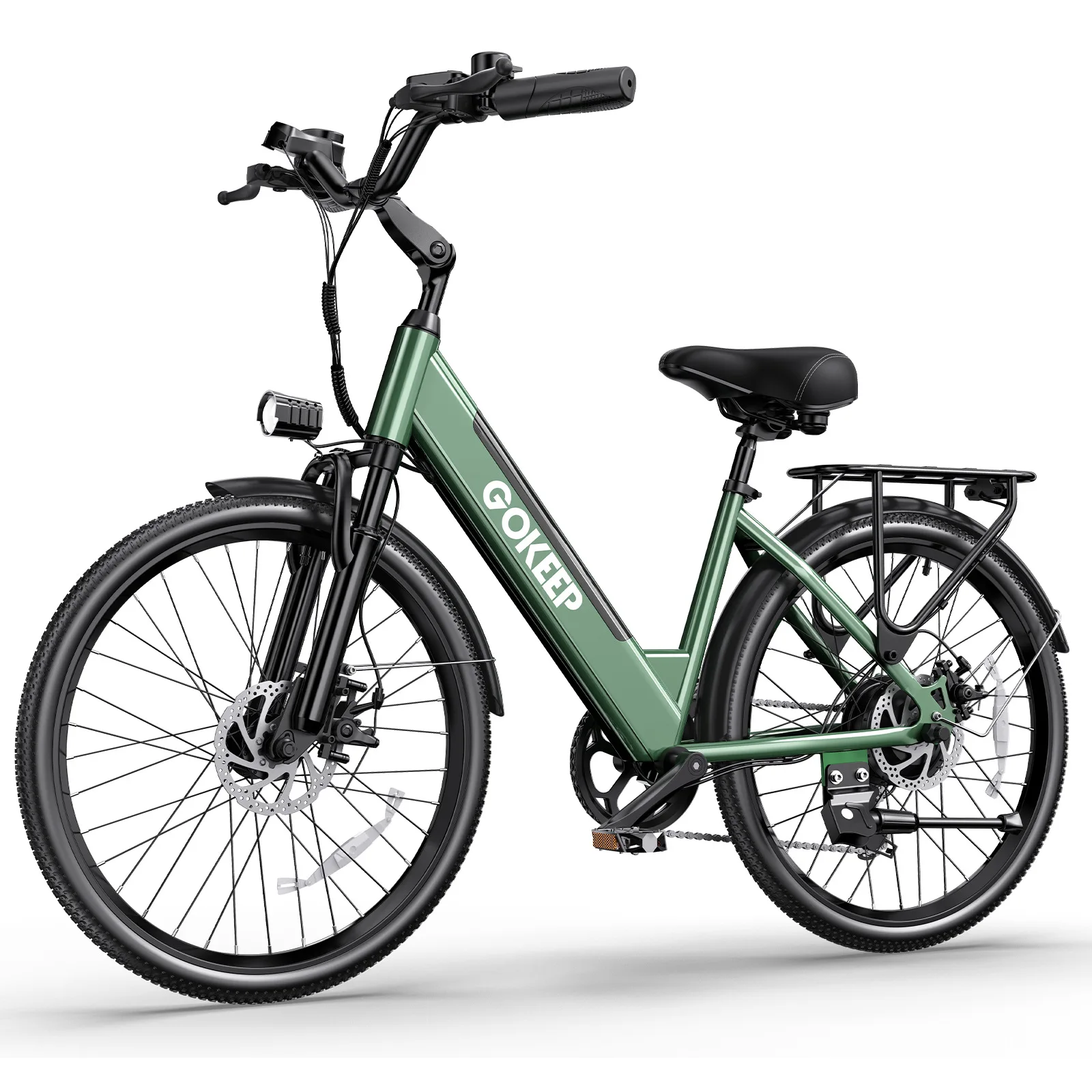Adult City Commuter Electric Bike M6 26 Inch Wheels 600W Motor 48V 10.4Ah Battery Dual Disc Brakes Spring Fork 100KG Load image 4