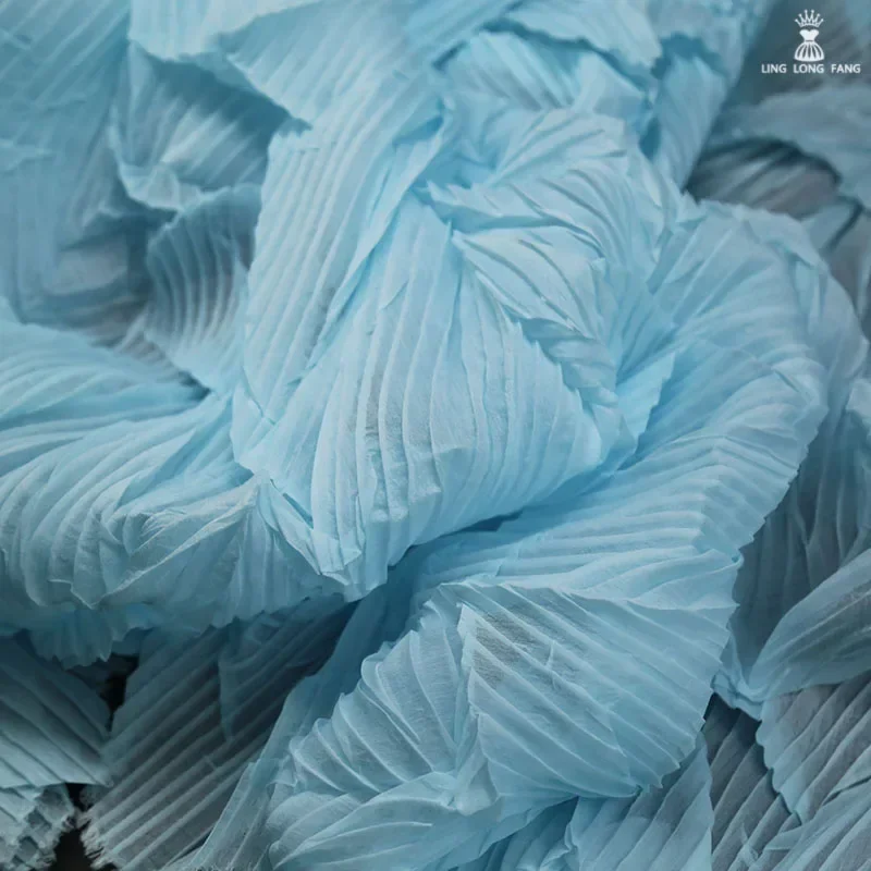 Creative Texture Pleated Fabric Crepe Clothing Dress Background Designer Fabric Wholesale Cloth Per Meter for Sewing Diy Materia