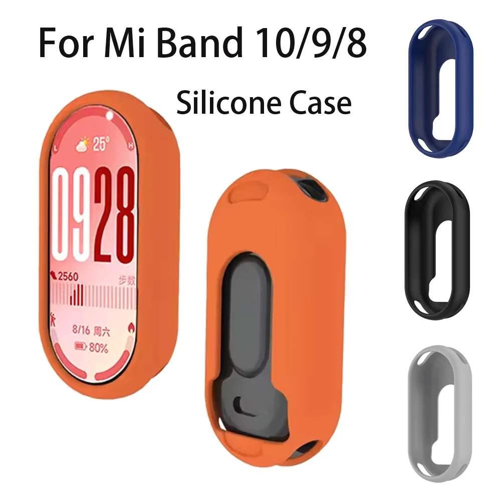 Silicone Case for Xiaomi Mi Band 10 9 8 Protective Screen Tempered Glass Film for Xiaomi Mi Band 8 9 10 Screen Protector Bumper