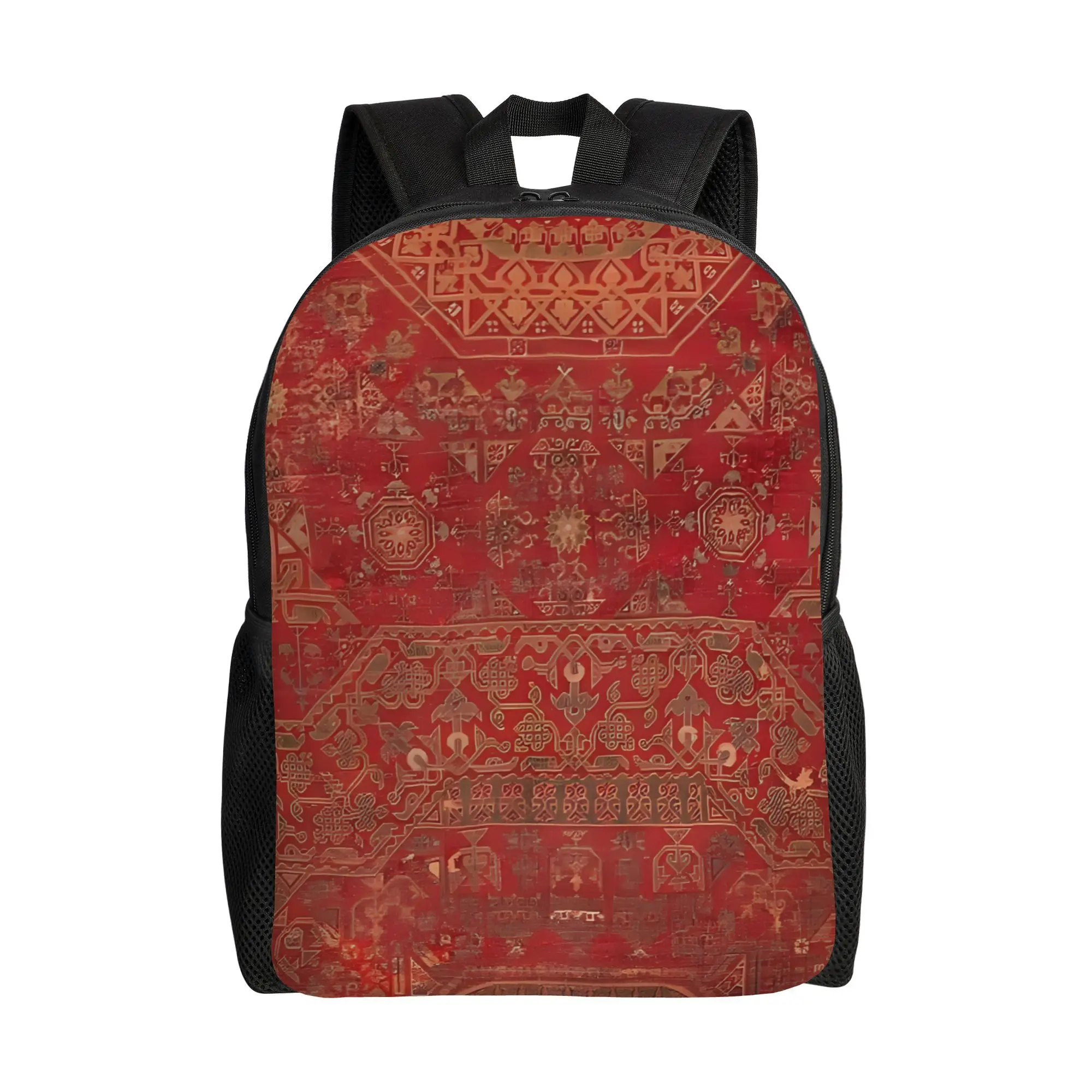 Red Vintage Persian Rug Print Backpack Student Boys Girls BookBag School Bag Computer Shoulder Bags