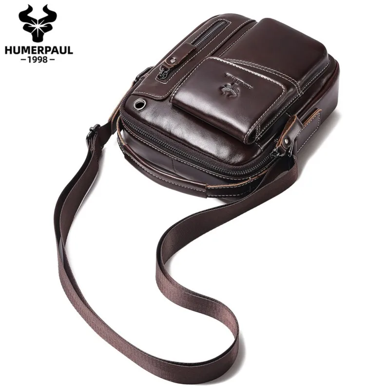Retro Genuine Leather Men's Crossbody Bag Fashionable Business Commuting Single-Shoulder Hand-Held Tote Briefcase High-Quality