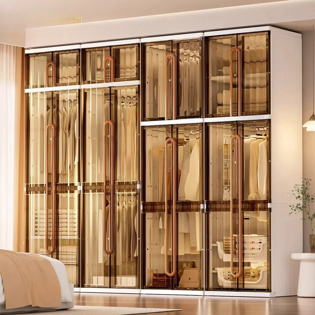 A Light luxury hanging wardrobe easy assembly clothes storage locker