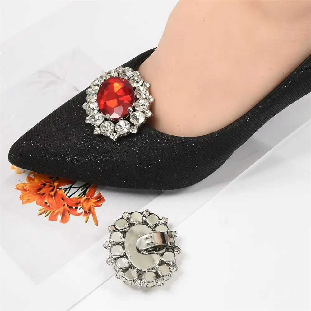 Fashion Shiny Metal Shoe Clips Crystal Rhinestones Charm Buckle Removable Shoes Decorations High Heel