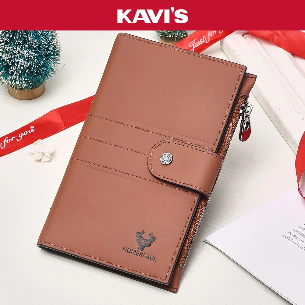 

Кошелек для паспорта RFID KAVI'S Многофункциональный держатель для дорожных документов из натуральной кожи с отделением для ручки, слотом для карт и карманом для монет на молнии