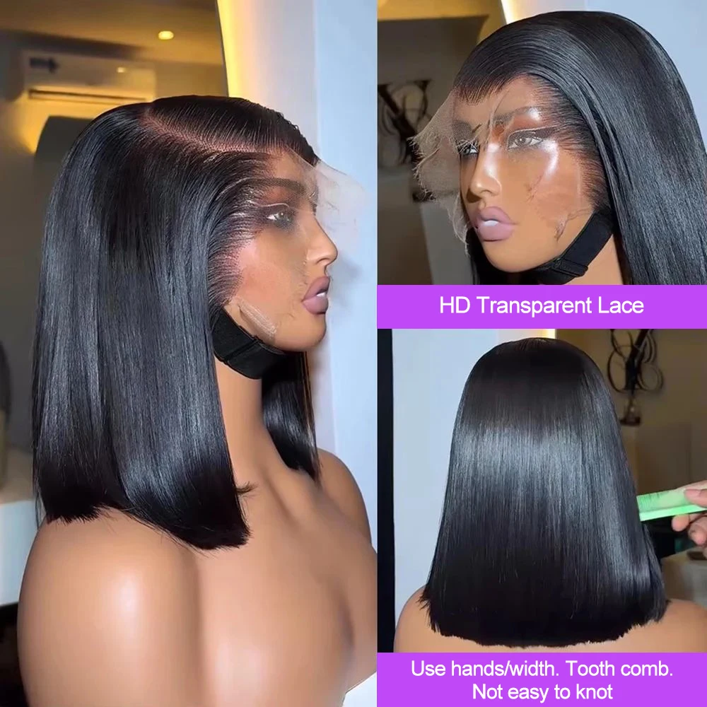 250% مستقيم بوب الباروكات شعر الإنسان 7x5 شعر مستعار بدون صمغ جاهز للارتداء قبل قطعها 13x4 HD الدانتيل شعر مستعار أمامي شعر الإنسان للنساء