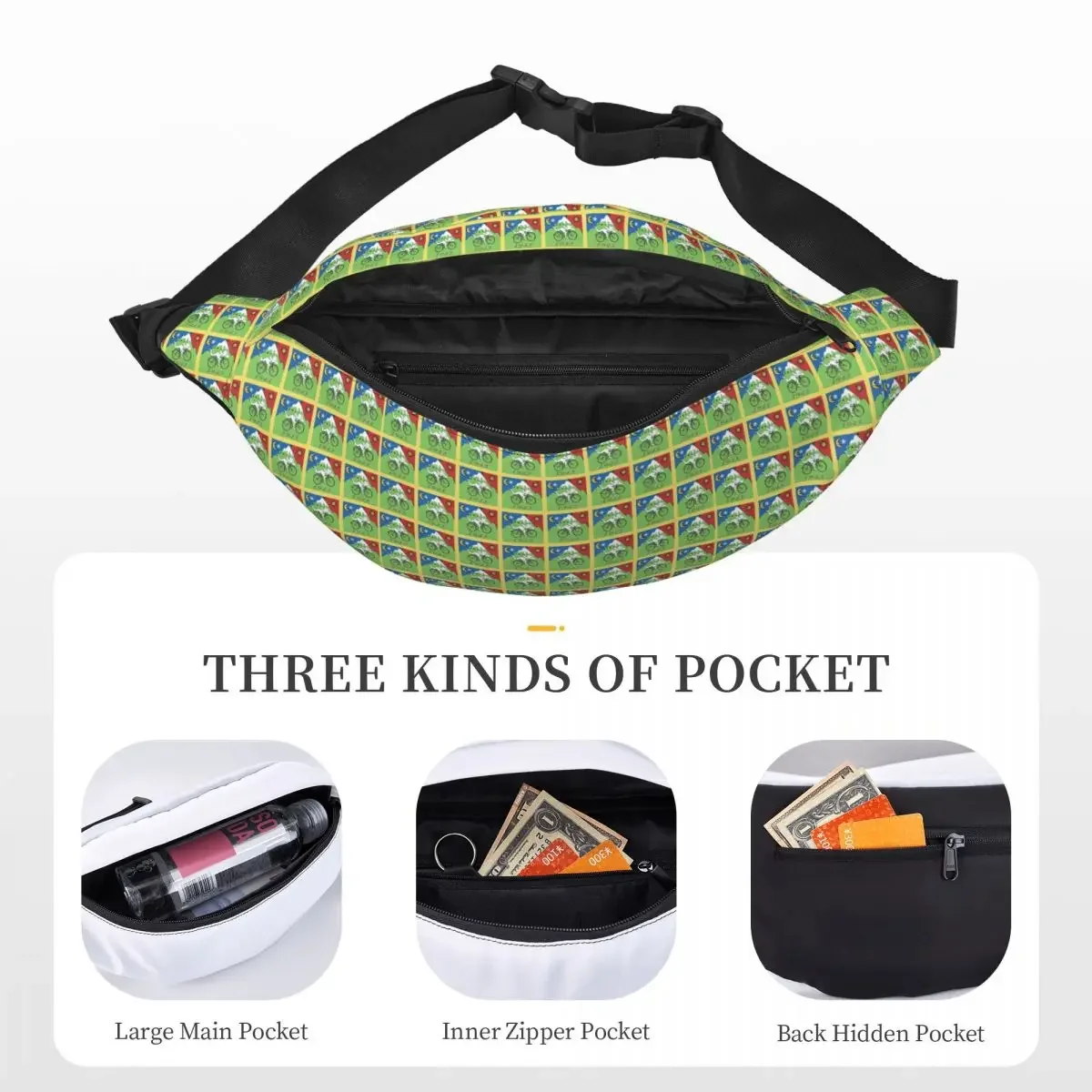 Casual LSD Bicycle Day Fanny Pack Women Men Albert Hofmann Sling Crossbody Waist Bag for Travel Cycling Phone Money Pouch