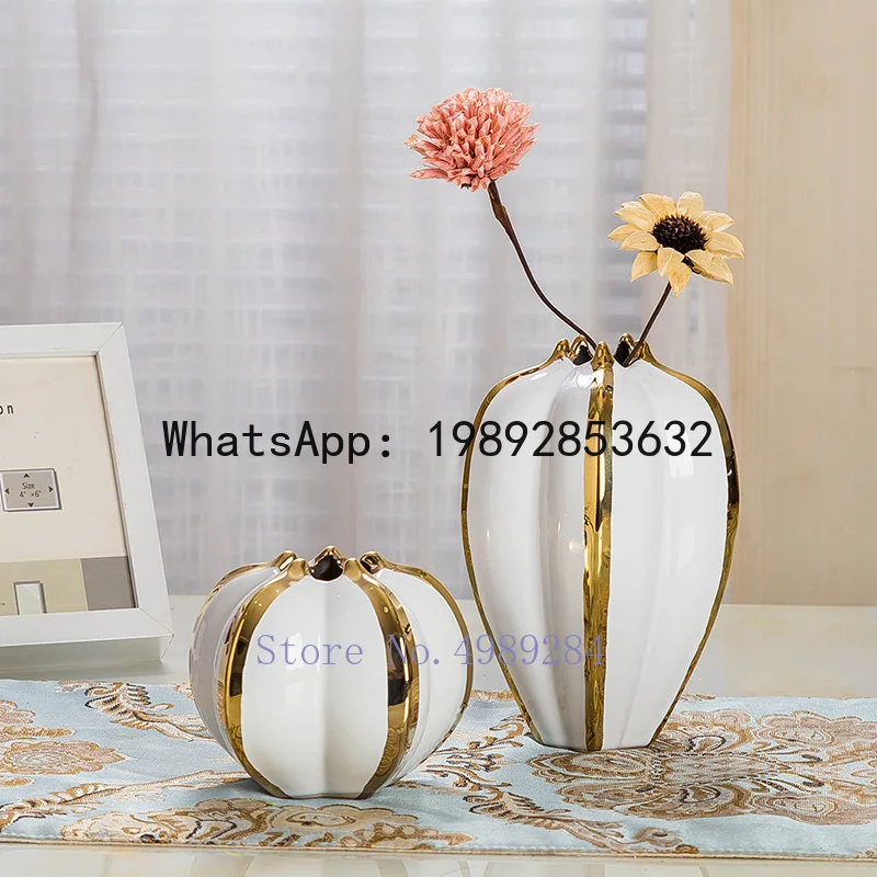 

Creativity Ceramic Vase Pumpkin Petal Handmade Flower Arrangement Hydroponics Modern Home Decoration Accessories Vases