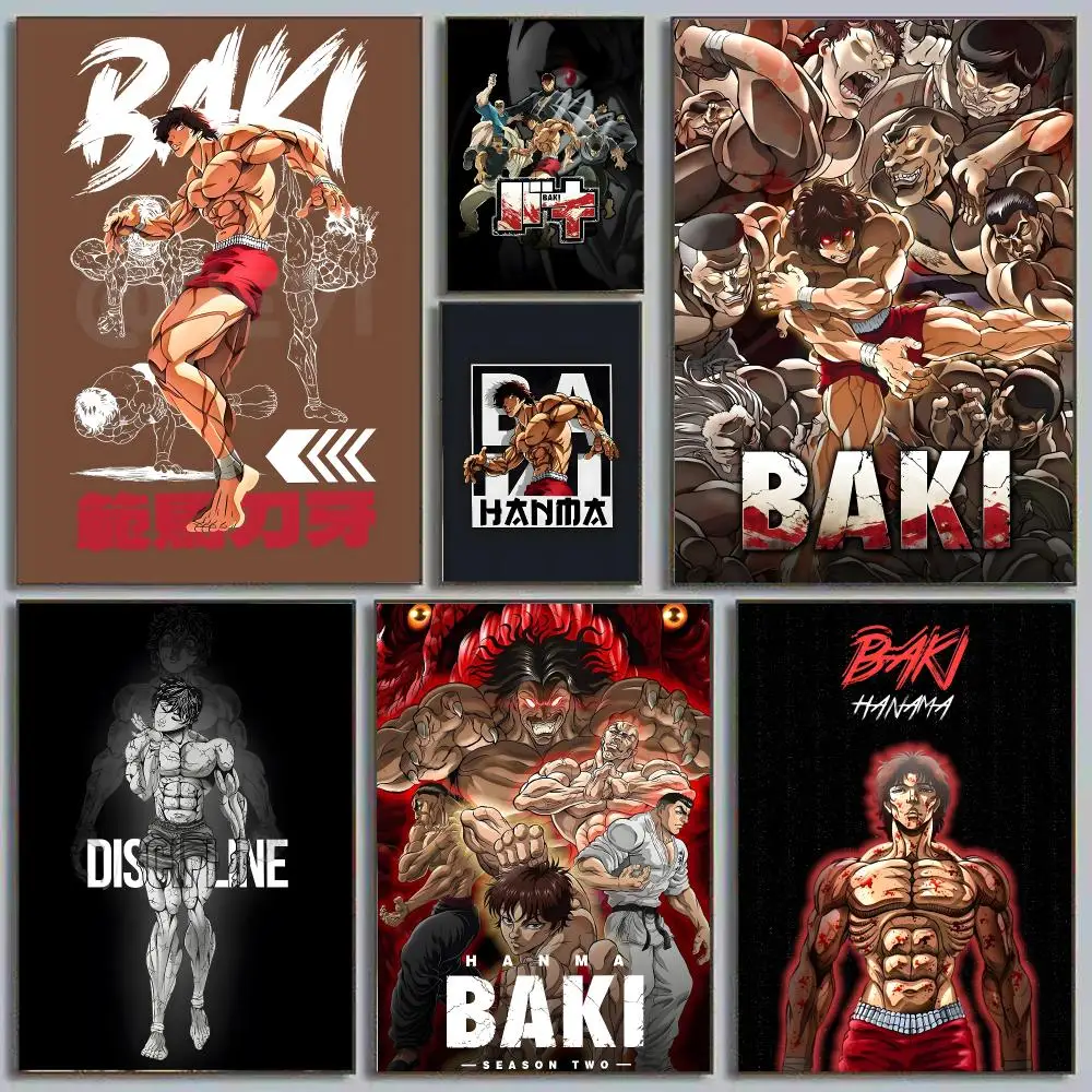Baki The Grappler Yujiro Hanma Martial Arts Hyper-Masculine Painting Calligraphy Poster Eco-Friendly Decor Frameless Canvas