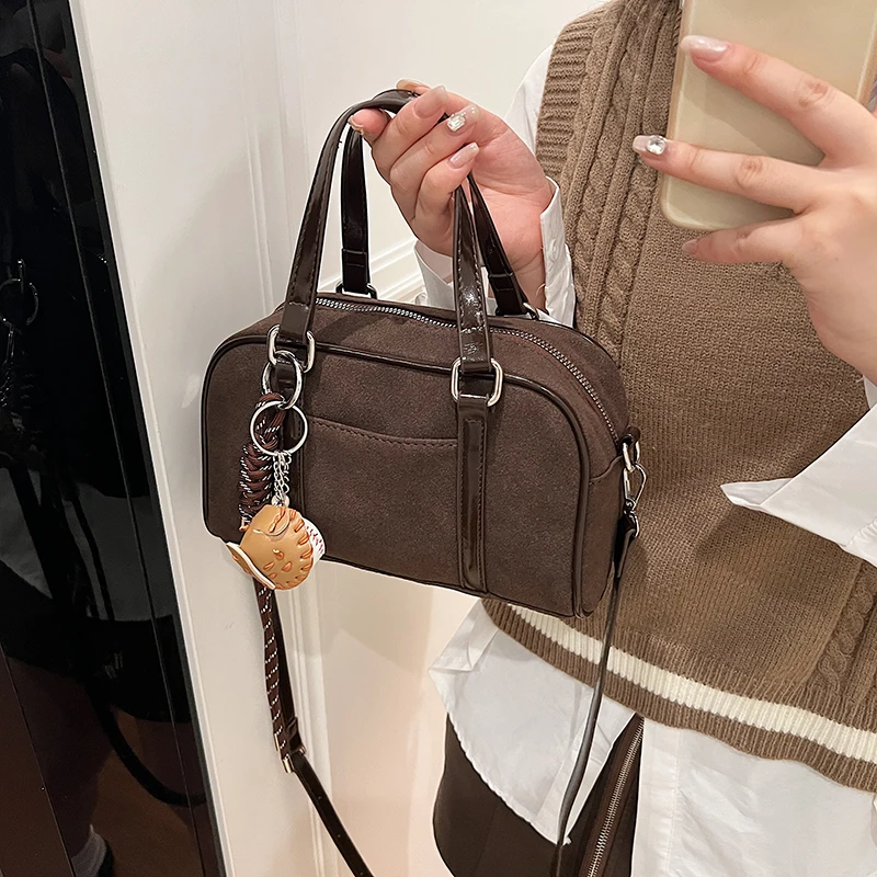 

Женская сумка через плечо из искусственной замши, модная сумка с верхней ручкой, вместительная сумка-тоут, ретро-клатч для путешествий, винтажная сумка через плечо