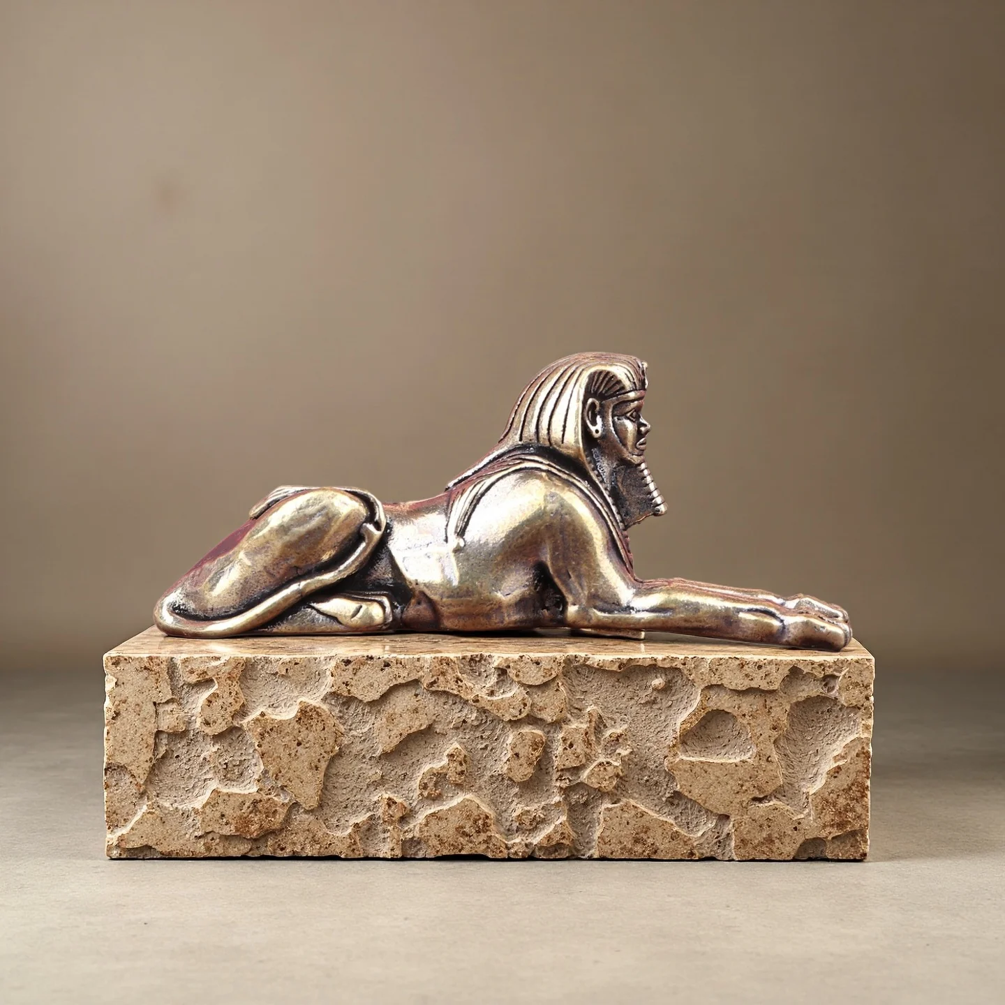 Vintage Brass Egyptian Pharaoh Figurine -  Retro Ancient Egypt Statue, Desktop Decor for Home/Office, Collectible Art Ornament